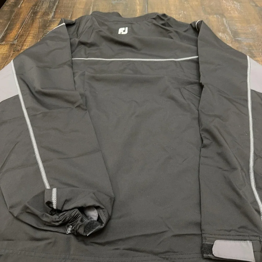 FootJoy Jacket Mens 2XL Black 1/2 Zip Windbreaker Golf Lined Pullover Adjustable